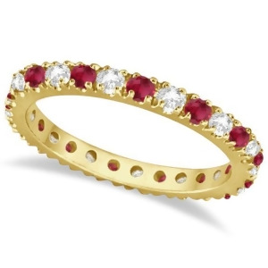 Diamond and Ruby Eternity Band Stackable Ring 14K Yellow Gold 0.51ct - All