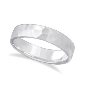 Men's Hammered Finished Carved Band Wedding Ring 18k White Gold 5mm - All