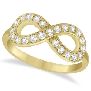 Twisted Diamond Infinity Ring Pave Set in 14k Yellow Gold 0.50ct - All