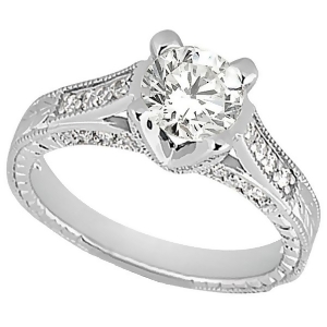 Antique Style Diamond Engagement Ring Setting Platinum 0.40ct - All