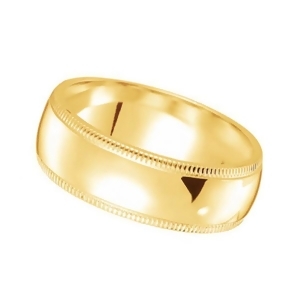 Men's Wedding Band Dome Comfort-Fit Milgrain 14k Yellow Gold 5 mm - All