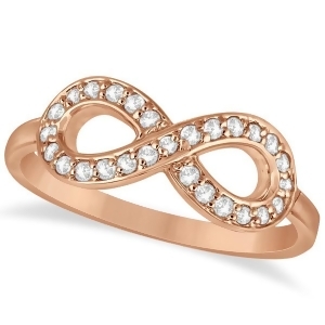 Pave Set Diamond Infinity Loop Ring in 14k Rose Gold 0.25 ct - All