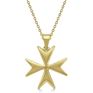 Maltese Cross Pendant for Men or Women Crafted from 14K Yellow Gold - All
