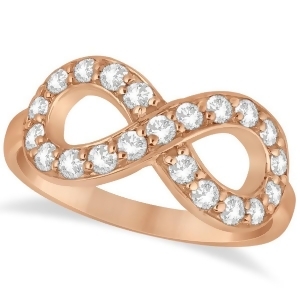 Pave Set Diamond Infinity Loop Ring in 14k Rose Gold 0.65 ct - All