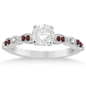 Marquise and Dot Garnet and Diamond Engagement Ring 14k White Gold 0.24ct - All