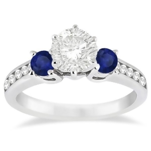 Three-stone Sapphire and Diamond Engagement Ring 18k White Gold 0.60ct - All