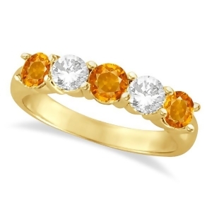 Five Stone Diamond and Citrine Ring 14k Yellow Gold 1.92ctw - All