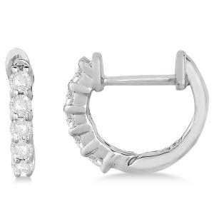 Hinged Hoop Diamond Huggie Style Earrings in 14k White Gold 0.25ct - All