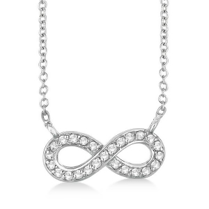 Pave-set Diamond Infinity Pendant Necklace 14K White Gold 0.20ct - All