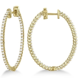 Lucida Oval-Shaped Diamond Hoop Earrings 14k Yellow Gold 2.00ct - All