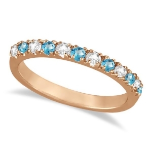Diamond and Blue Topaz Ring Anniversary Band 14k Rose Gold 0.32ct - All