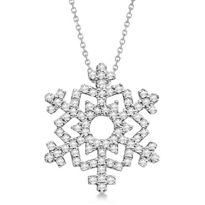 Ladies Diamond Snowflake Pendant and Chain 14k White Gold 0.38ct - All
