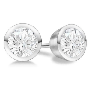1.50Ct. Bezel Set Diamond Stud Earrings Platinum H Si1-si2 - All
