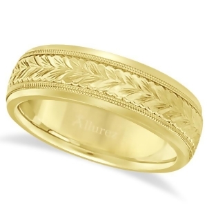 Hand Engraved Wedding Band Carved Ring in 18k Yellow Gold 4.5mm - All