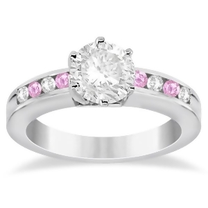 Channel Diamond and Pink Sapphire Engagement Ring Platinum 0.40ct - All