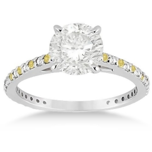 White and Yellow Diamond Engagement Ring Pave Set 14K White Gold 0.52ct - All