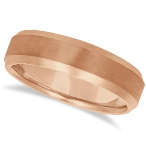 Satin Finish Carved Comfort-Fit Wedding Ring Band 14k Rose Gold 6mm - All