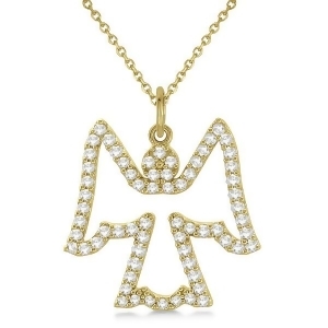 Diamond Angel Pendant Necklace 14k Yellow Gold 0.33ct - All