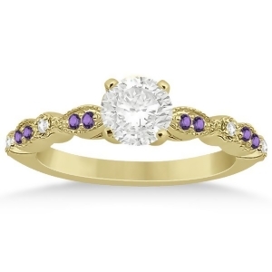 Marquise and Dot Diamond Amethyst Engagement Ring 14k Yellow Gold 0.24ct - All