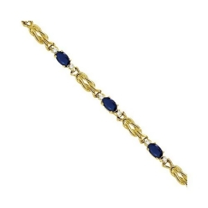 Oval Blue Sapphire and Diamond Love Knot Bracelet 14k Yellow Gold 2.05ctw - All