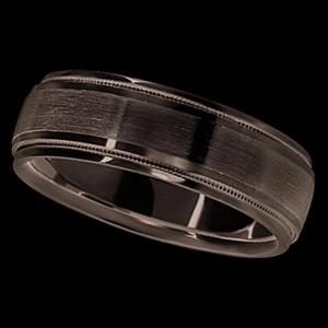 Carved Wedding Band in 18k White Gold For Men 7mm - All