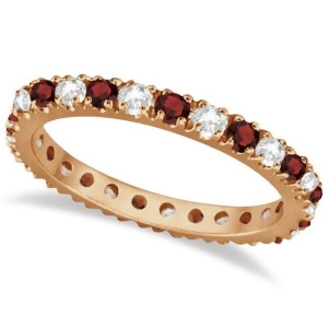 Diamond and Garnet Eternity Band Stackable Ring 14K Rose Gold 0.51ct - All