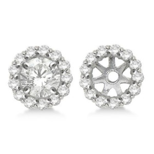 Round Diamond Earring Jackets for 7mm Studs 14K White Gold 0.58ct - All