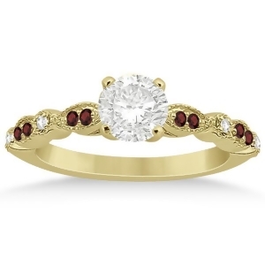 Marquise and Dot Garnet and Diamond Engagement Ring 18k Yellow Gold 0.24ct - All