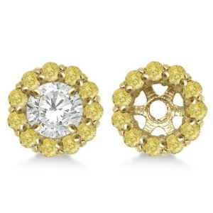 Round Yellow Diamond Earring Jackets for 6mm Studs 14K Y. Gold 0.80ct - All