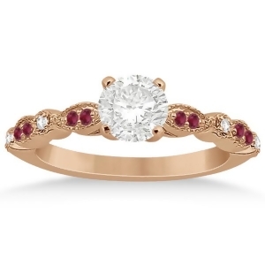 Ruby and Diamond Marquise Engagement Ring 18k Rose Gold 0.20ct - All