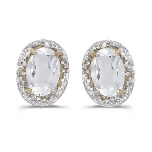 Diamond and White Topaz Earrings 14k Yellow Gold 1.14ct - All