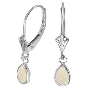 Pear Opal Bezel Drop Earrings in 14K White Gold 0.44ct - All