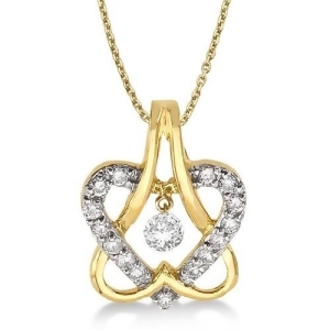 Diamond Double Heart Pendant Necklace 14k Yellow Gold 0.30ct - All