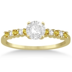 Diamond and Yellow Sapphire Engagement Ring 18k Yellow Gold 0.15ct - All
