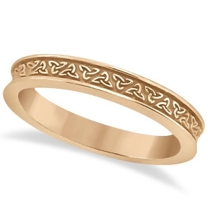 Unique Carved Irish Celtic Wedding Band in 18K Rose Gold - All