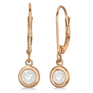 Leverback Dangling Drop Diamond Earrings 14k Rose Gold 0.50ct - All