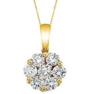 Diamond Cluster Flower Pendant Necklace in 14k Yello Gold 1.00ct - All