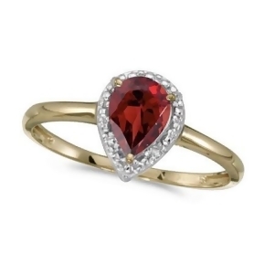 Pear Shape Garnet and Diamond Cocktail Ring 14k Yellow Gold - All