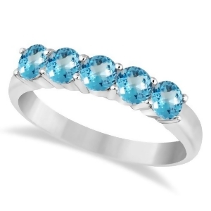 Five Stone Blue Topaz Ring 14k White Gold 1.60ctw - All