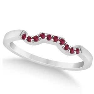 Pave Set Ruby Contour Style Wedding Band 18k White Gold 0.15ct - All