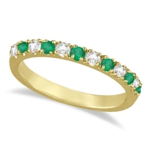 Diamond and Emerald Band Stackable Ring Guard 14k Yellow Gold 0.32ct - All
