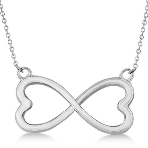 Ladies Heart Shaped Infinity Pendant Necklace in 14K White Gold - All