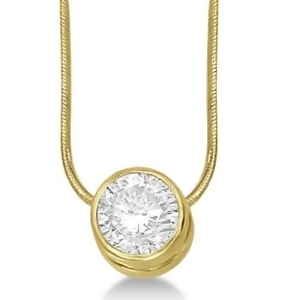 Moissanite Solitaire Pendant Slide Necklace 14K Yellow Gold 1.50ct - All