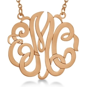 Personalized Monogram Pendant Necklace in 14k Rose Gold - All