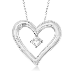 Open Heart Diamond Pendant Necklace in 14K White Gold 0.05ct - All