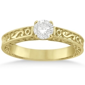 Hand-carved Infinity Design Solitaire Engagement Ring 14k Yellow Gold - All