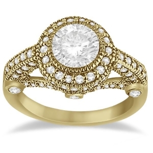 Vintage Diamond Halo Art Deco Engagement Ring 18k Yellow Gold 0.97ct - All
