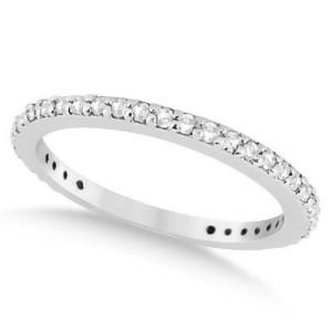 Pave Set Eternity Diamond Wedding Ring Band 14k White Gold 0.55ct - All