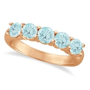 Five Stone Aquamarine Ring 14k Rose Gold 2.20ctw - All