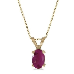 Oval Ruby Solitaire Pendant Necklace in 14K Yellow Gold 0.60ct - All